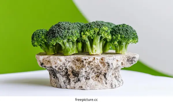 Broccoli Arrangement on Decorative Stone