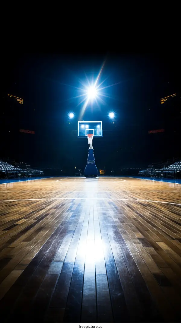 Basketball Court Under Luminous Lighting