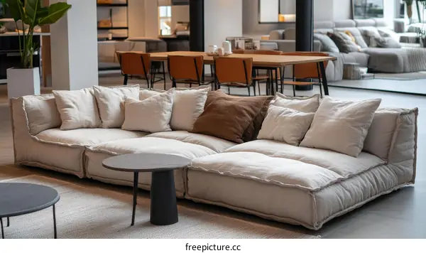 Modern Modular Sofa with Linen Upholstery