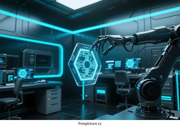 Robotic Arm Interacting with Holographic Interface in Modern Lab