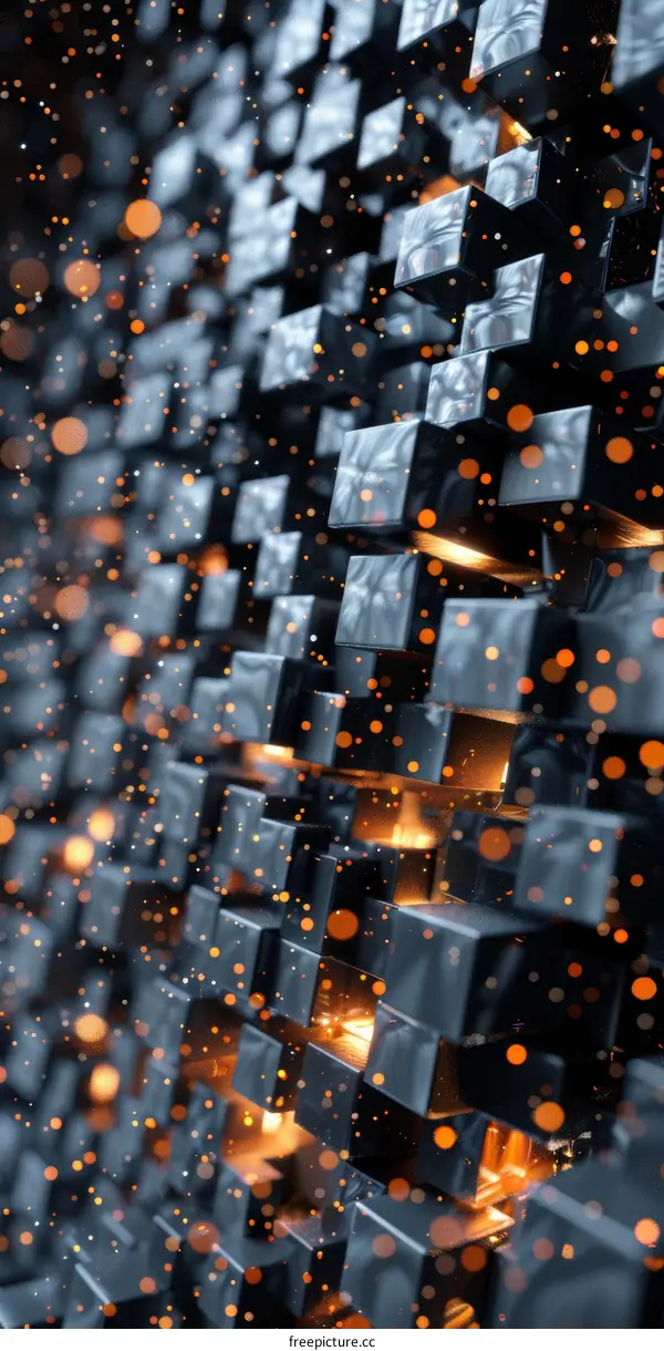 Glowing Cubes Abstract 3D Rendering with Particles
