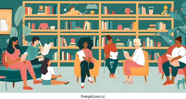 Group of Diverse People Reading Books in a Library