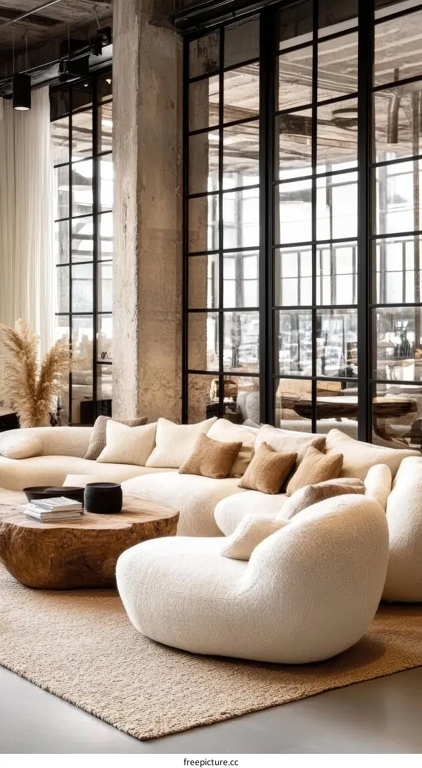 Modern Minimalist Living Room with Large Windows