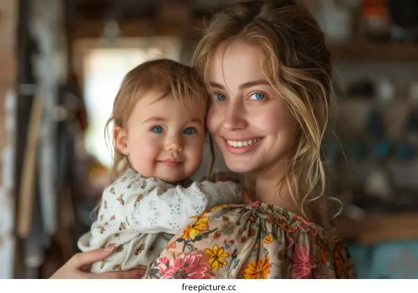Happy Mother and Daughter Smiling at the Camera
