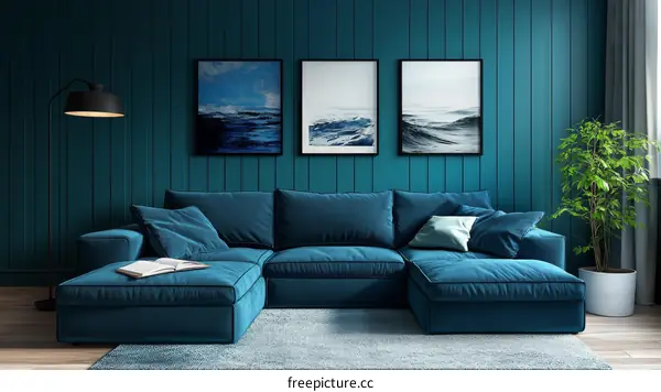 Modern Teal Living Room Interior Design