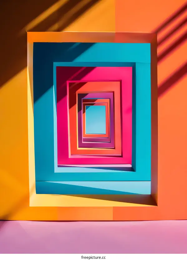 Abstract Colorful Geometric Shapes With Shadows