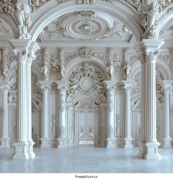White hall in the Baroque style