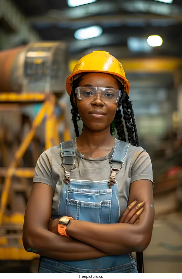 Confident Female Engineer in a Factory