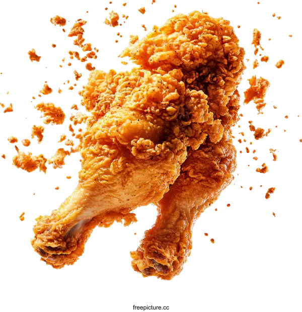 [Transparent Background PNG]Crispy Fried Chicken Pieces in Motion