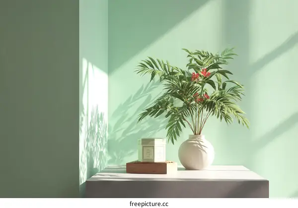 Modern Minimalist Home Decor Illustration with Plants