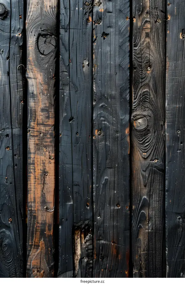 Black Weathered Wooden Fence Texture Background