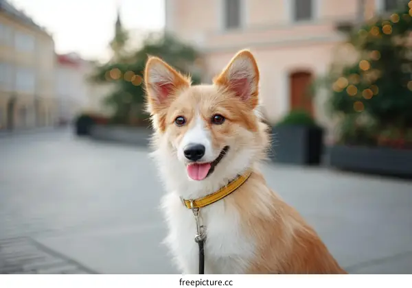 Adorable Dog Posing Outdoors in City