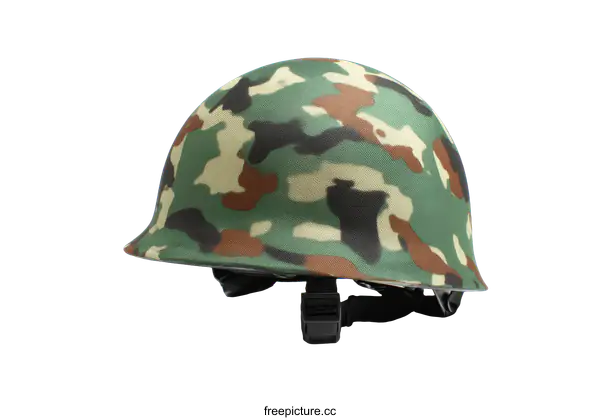 [Transparent Background PNG]Military Camouflage Helmet on White Background