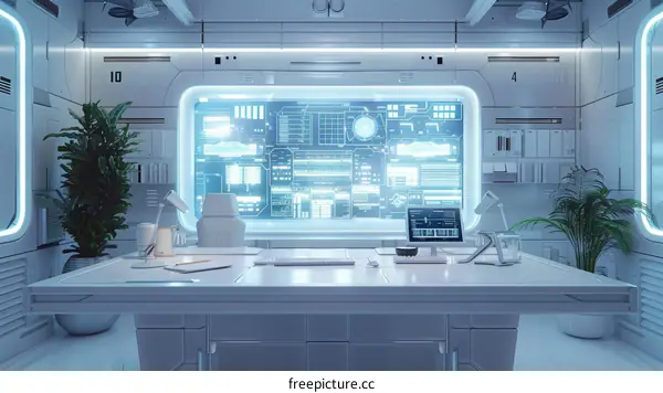 Modern Futuristic Laboratory Interior with Professional Equipment