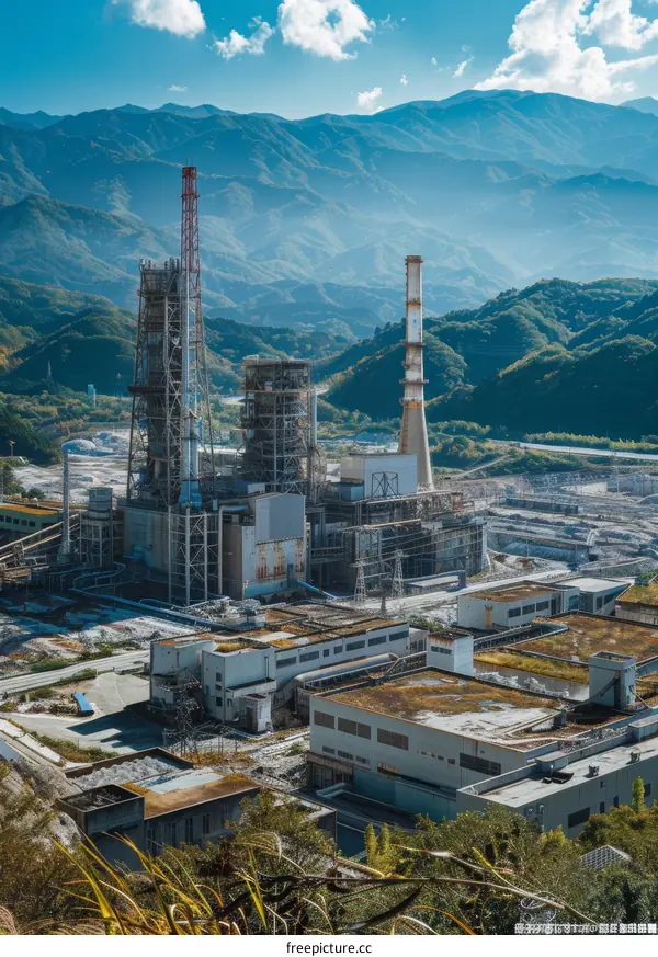 An abandoned factory in the mountains