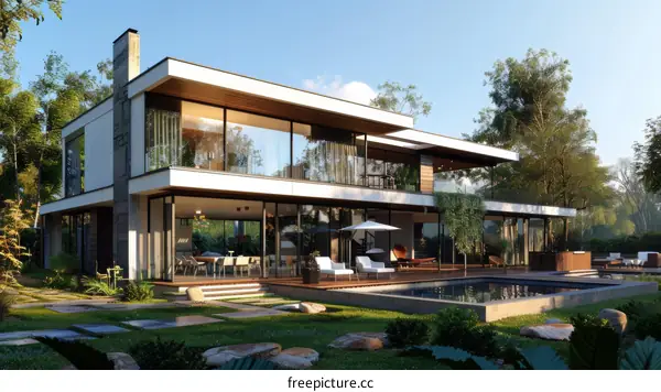 Modern Villa with Courtyard and Swimming Pool