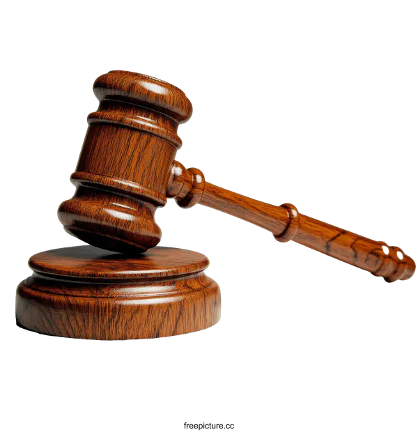 [Transparent Background PNG]Wooden Gavel on a Stand - Legal Concept Image