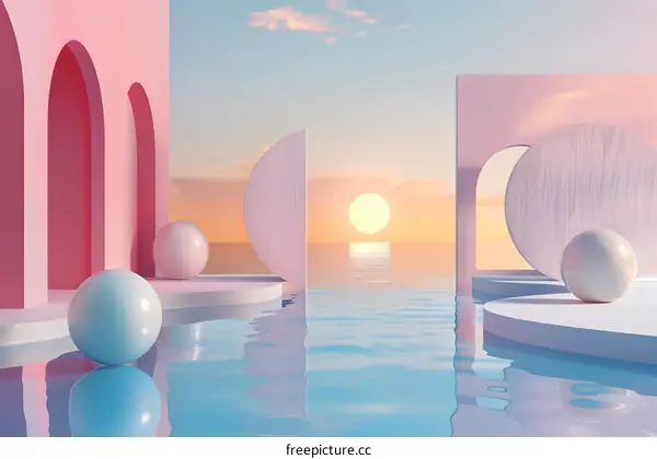 Abstract Sunset Minimalist Geometric Background