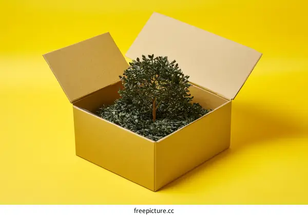 Golden Box with a Little Tree Inside