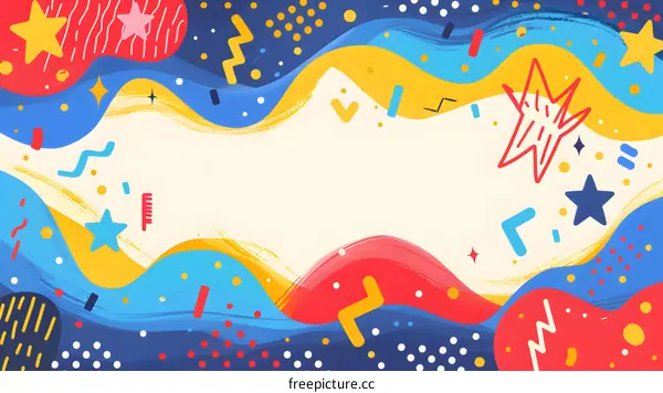 Abstract Colorful Background with Stars and Geometric Shapes