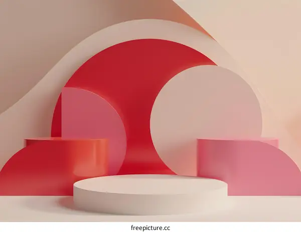 Abstract Background with Red and Pink Circles and Cylinders