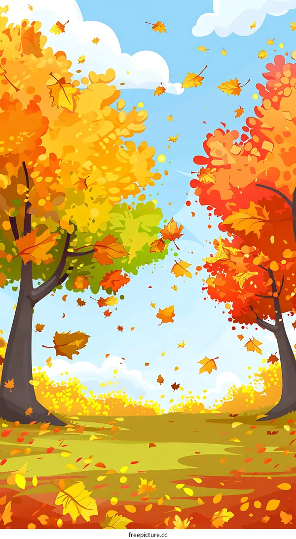 Autumn Leaves Falling From Trees