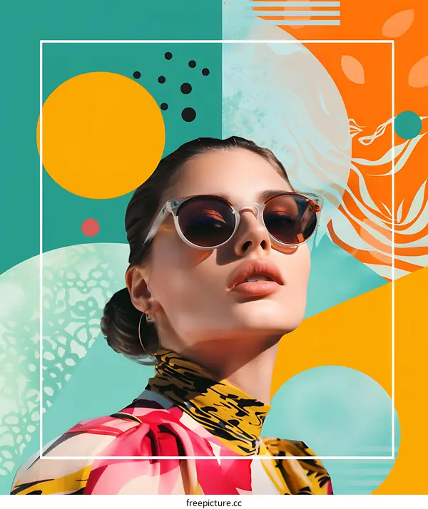 Woman in Sunglasses With Abstract Background