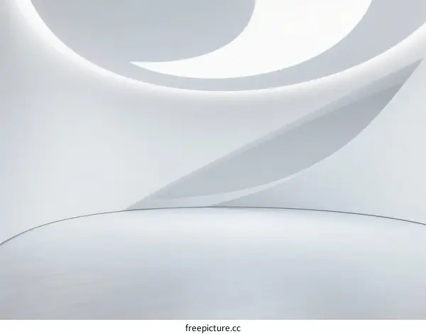 Minimalist White Curved Interior Space with Soft Lighting