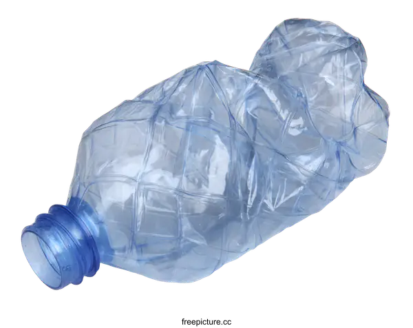 [Transparent Background PNG]Crushed Plastic Water Bottle on White Background