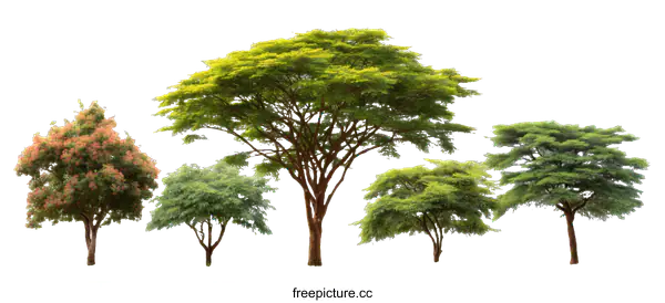 [Transparent Background PNG]Group of Trees Against White Background