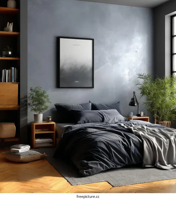 Modern Bedroom Interior with Abstract Artwork