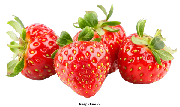 [Transparent Background PNG]Fresh Red Strawberries Isolated on White Background