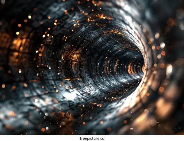 Glowing particles in a dark tunnel