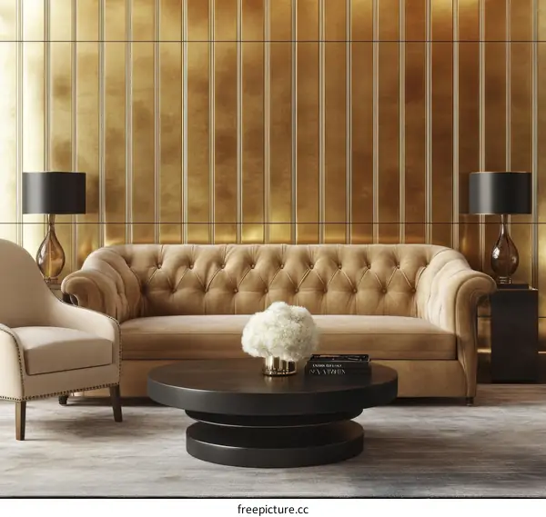 Luxury Living Room Interior Design with Gold Accents