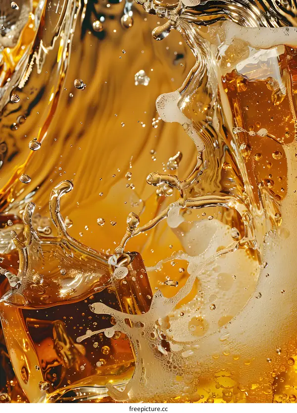 Close Up Beer Splash and Foam