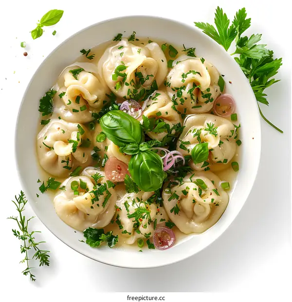 dumplings in broth with herbs