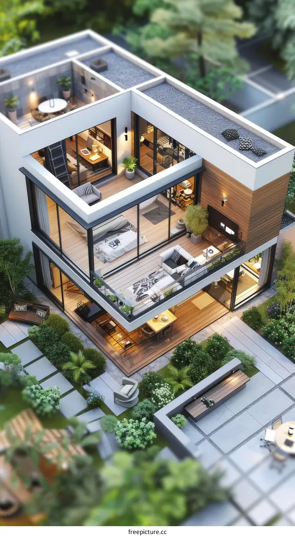 Modern House Design with Lush Landscaping