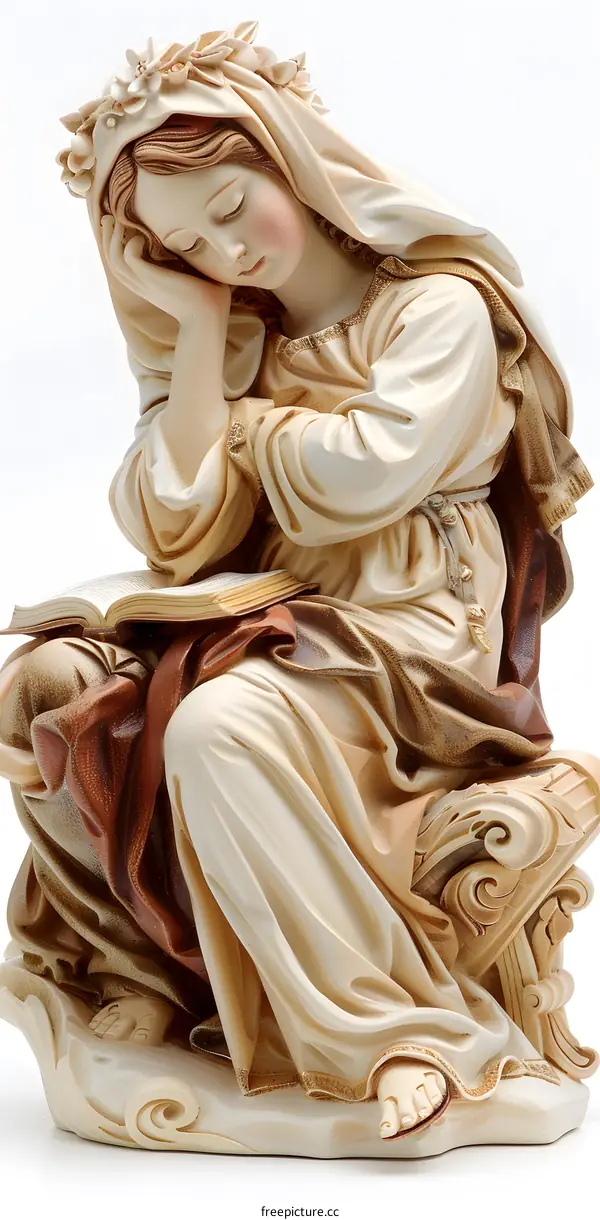 statue of a woman reading a book