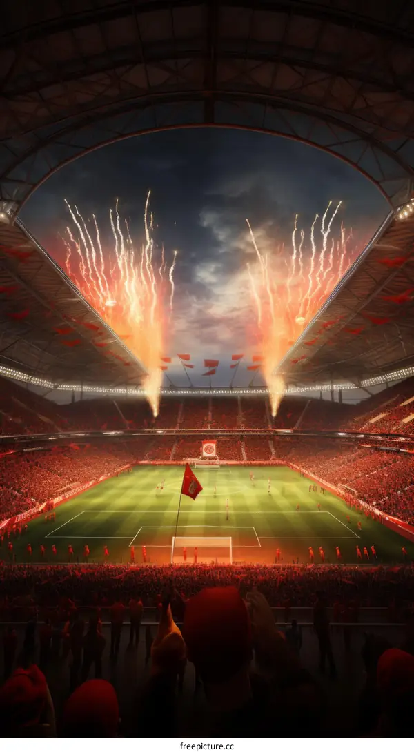 The magnificent stadium is ready for the football match to begin