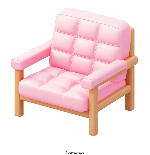 [Transparent Background PNG]Pink Armchair 3D Illustration