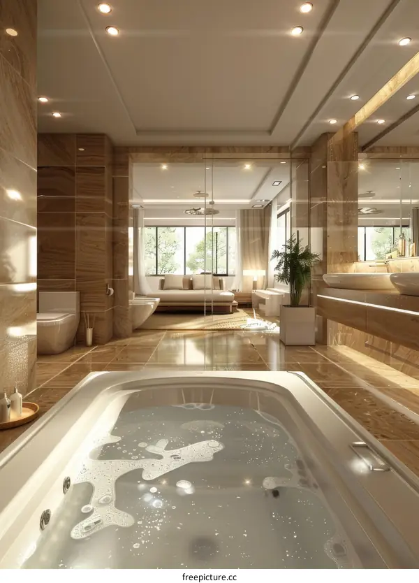 Chic Modern Bathroom with Marble and Gilded Accents