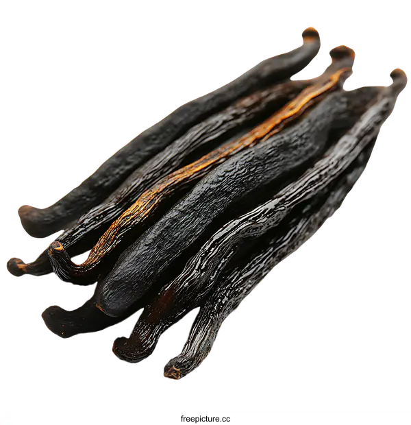 [Transparent Background PNG]Close-up of Dried Vanilla Pods on White Background