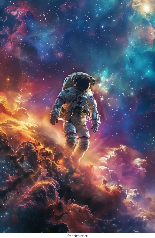 Astronaut in a colorful nebula