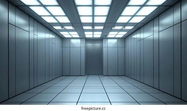 Modern Futuristic Empty Room with Ceiling Lights