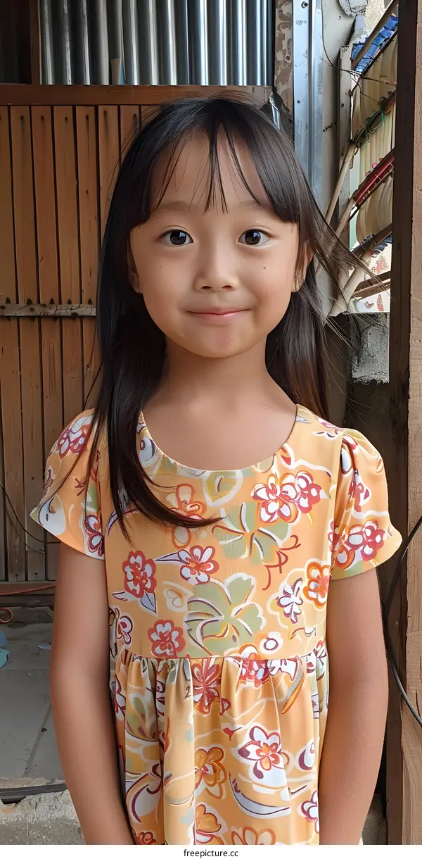Portrait of a Young Girl in a Floral Dress