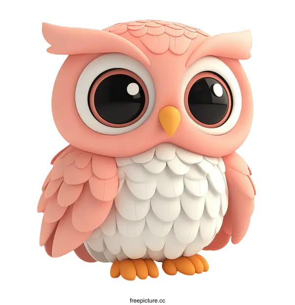 [Transparent Background PNG]Cute Pink Owl Illustration