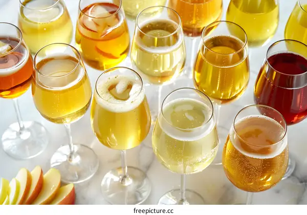 Variety of Apple Cider in Glasses