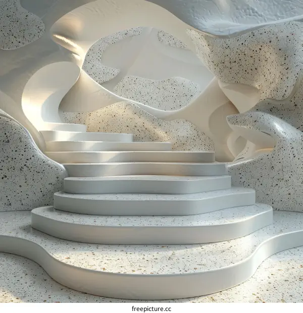 Abstract White Concrete Steps in a Modern Architectural Design
