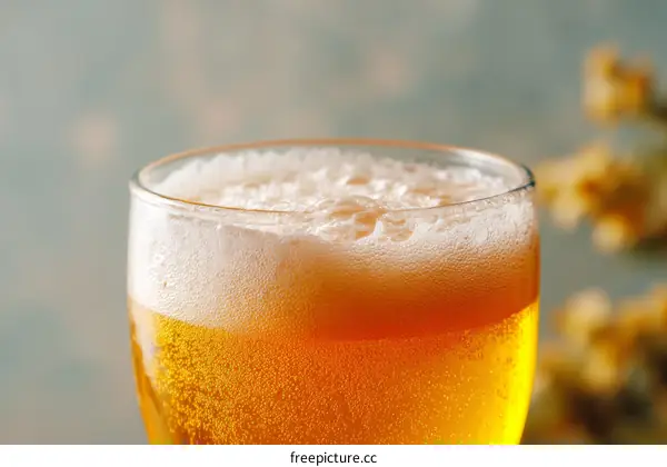Closeup of a Glass of Frothy Beer