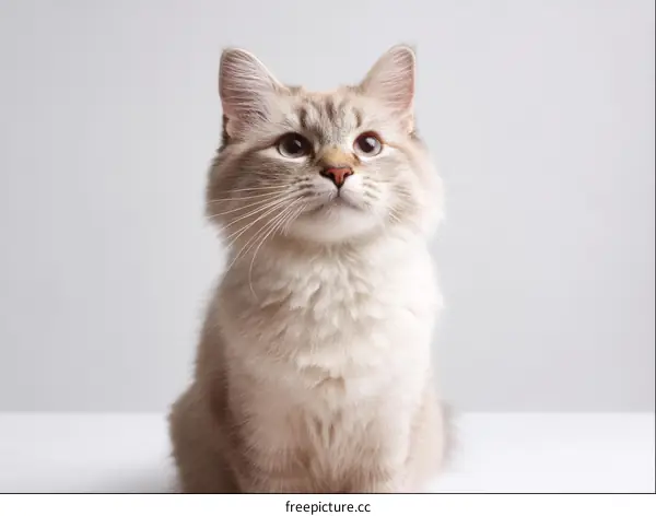 Closeup of a Calm and Beautiful Fluffy Cat